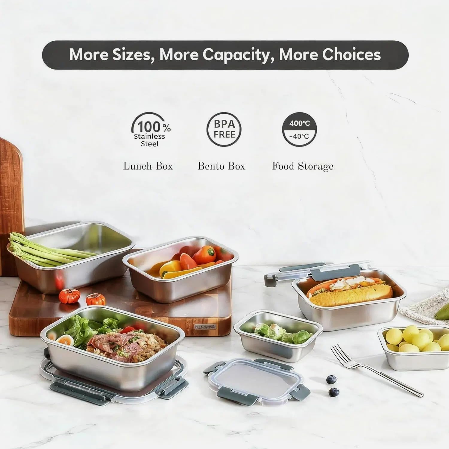 Cuiselect stainless steel lunch box with leakproof lids for mess-free transport.