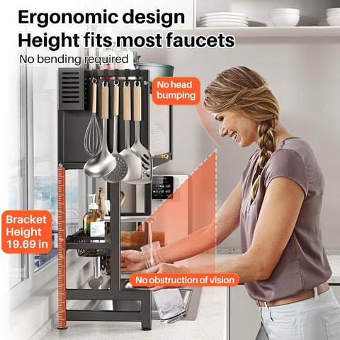 CUISIBOT dish drying rack with cutting-board rack supports prep tools.