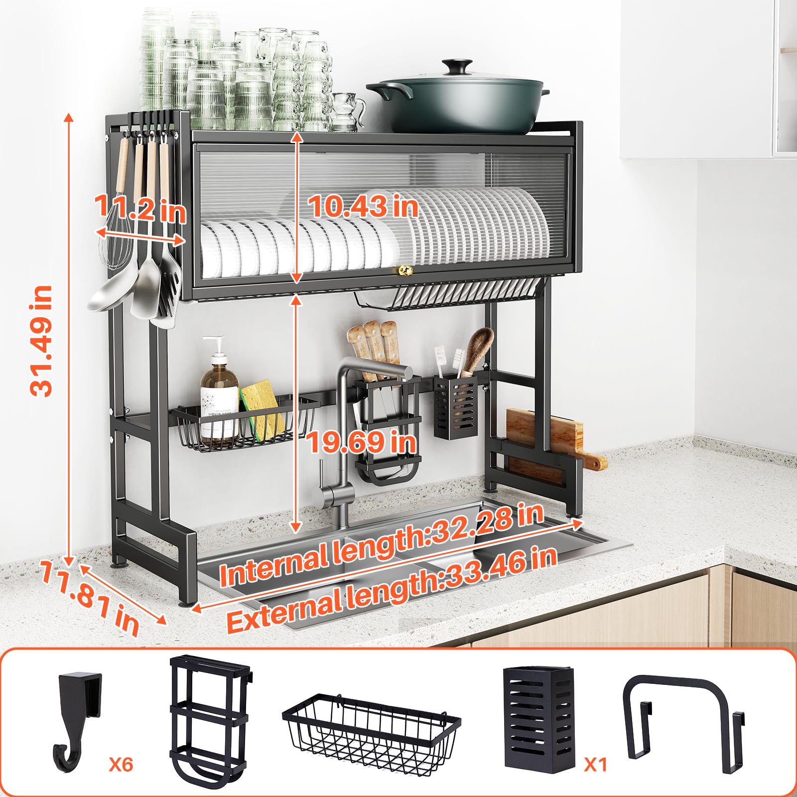 CUISIBOT dish drying rack with utensil holders keeps silverware organized.