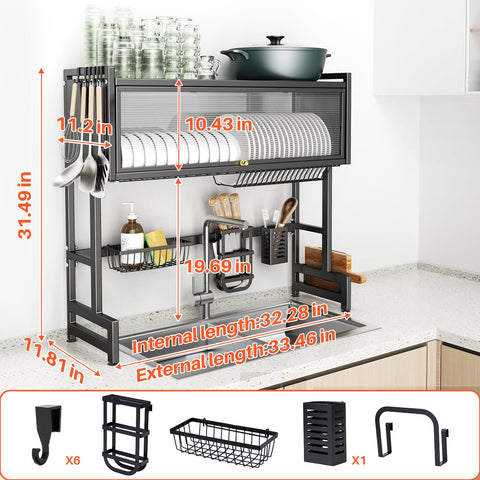 CUISIBOT dish drying rack with utensil holders keeps silverware organized.