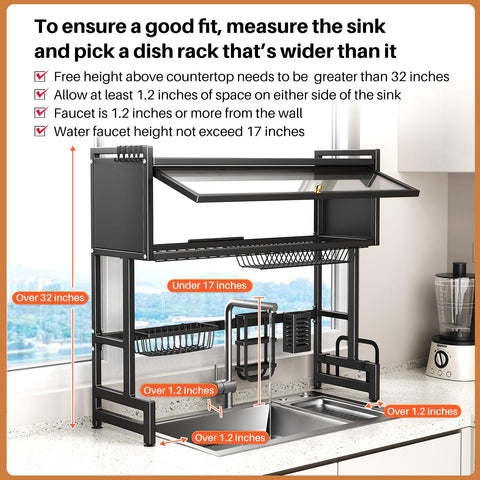 CUISIBOT over-sink drying rack features modern design to elevate kitchen aesthetics.