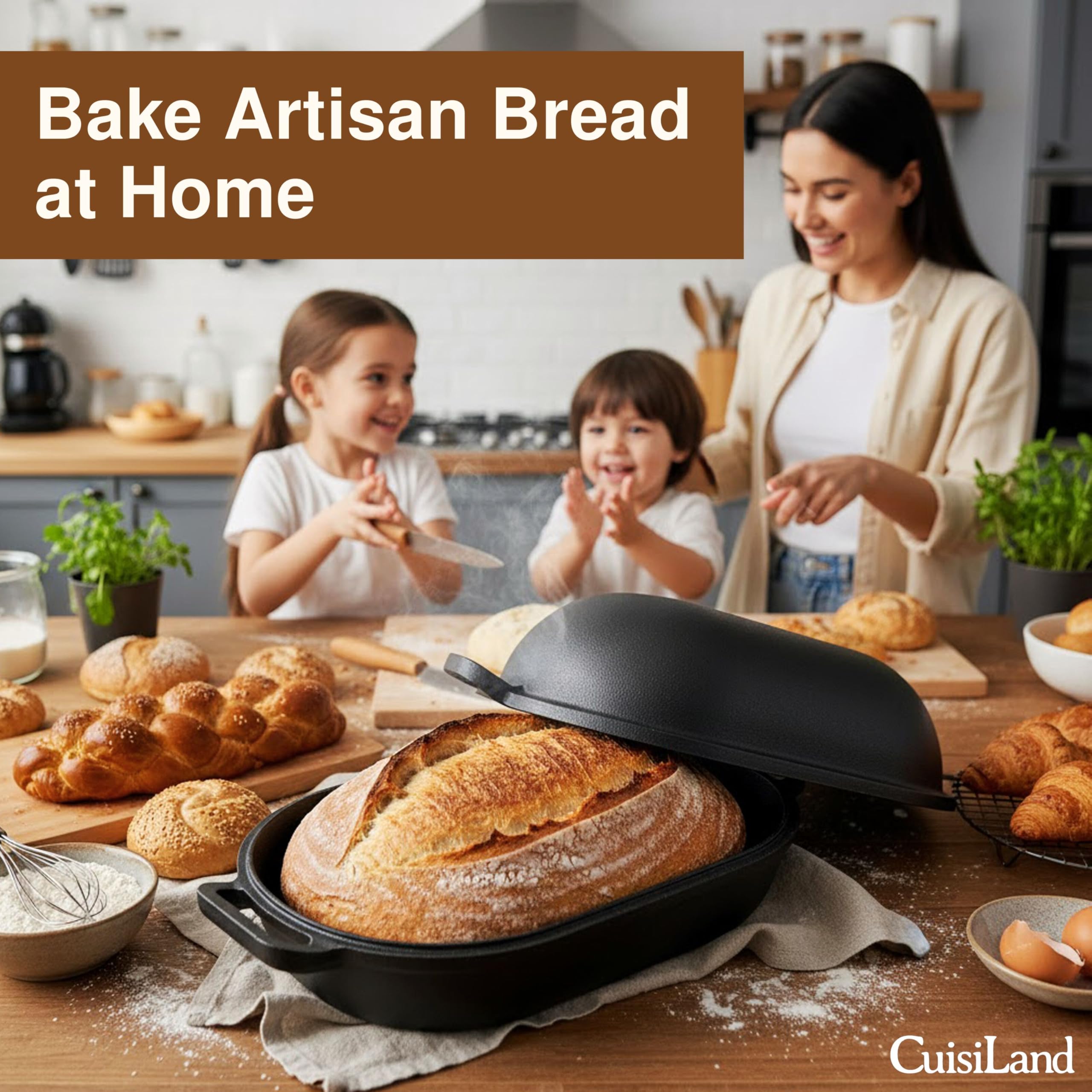 Cuisiland bread pan handles provide safe, easy lid lifting