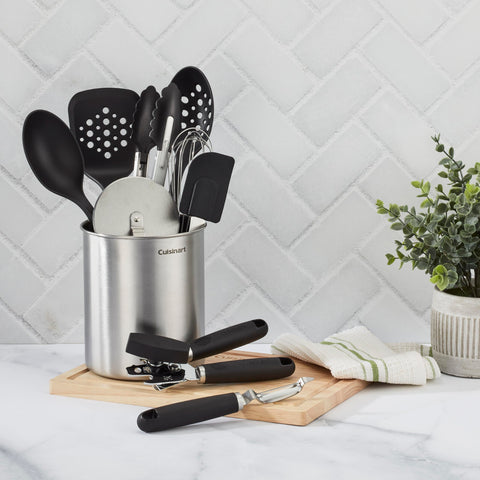 Cuisinart crock storage keeps essential tools within reach on the counter.