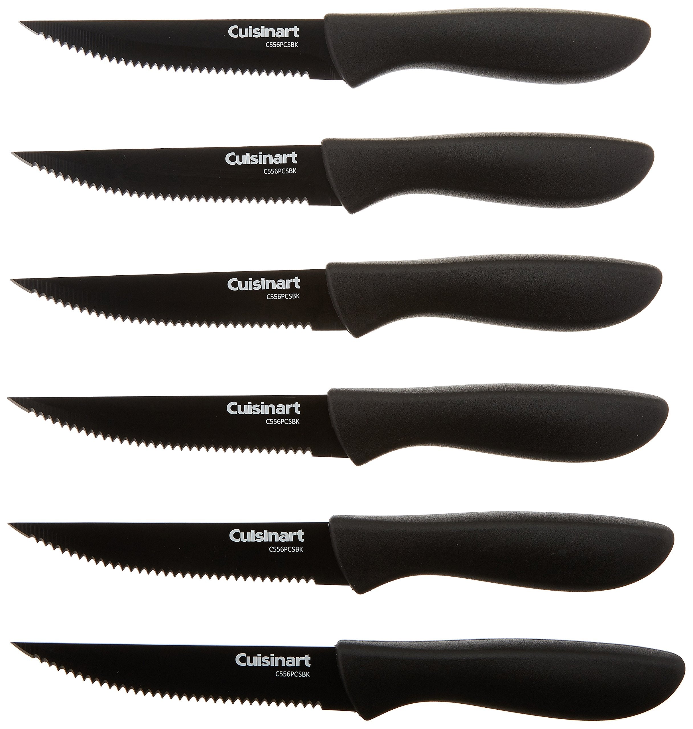 Cuisinart Advantage 6-piece steak knife set with black blades for precise slicing