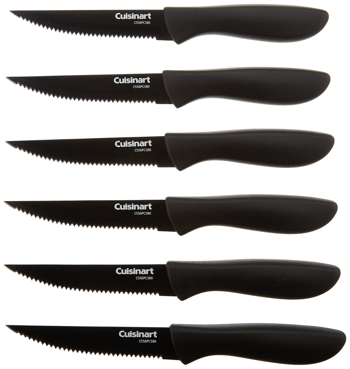 Cuisinart Advantage 6-piece steak knife set with black blades for precise slicing