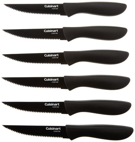 Cuisinart Advantage 6-piece steak knife set with black blades for precise slicing