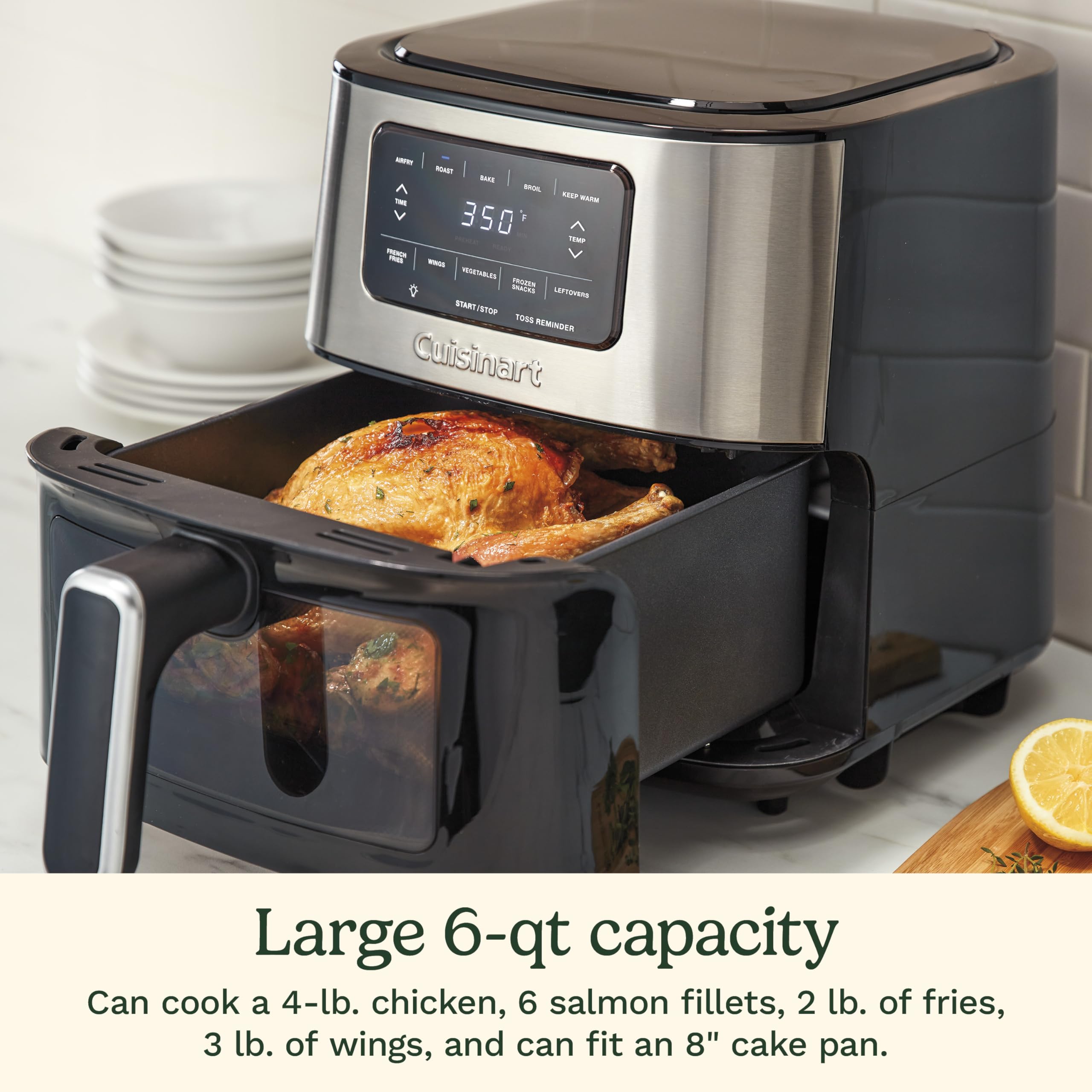 Cuisinart AIR-200NAS control panel demonstrates easy digital presets and precise temp control.