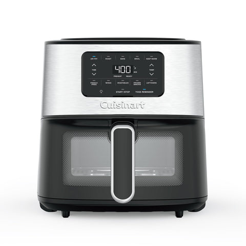 Cuisinart Air Fryer AIR-200NAS front view shows sleek stainless design for quick family meals.
