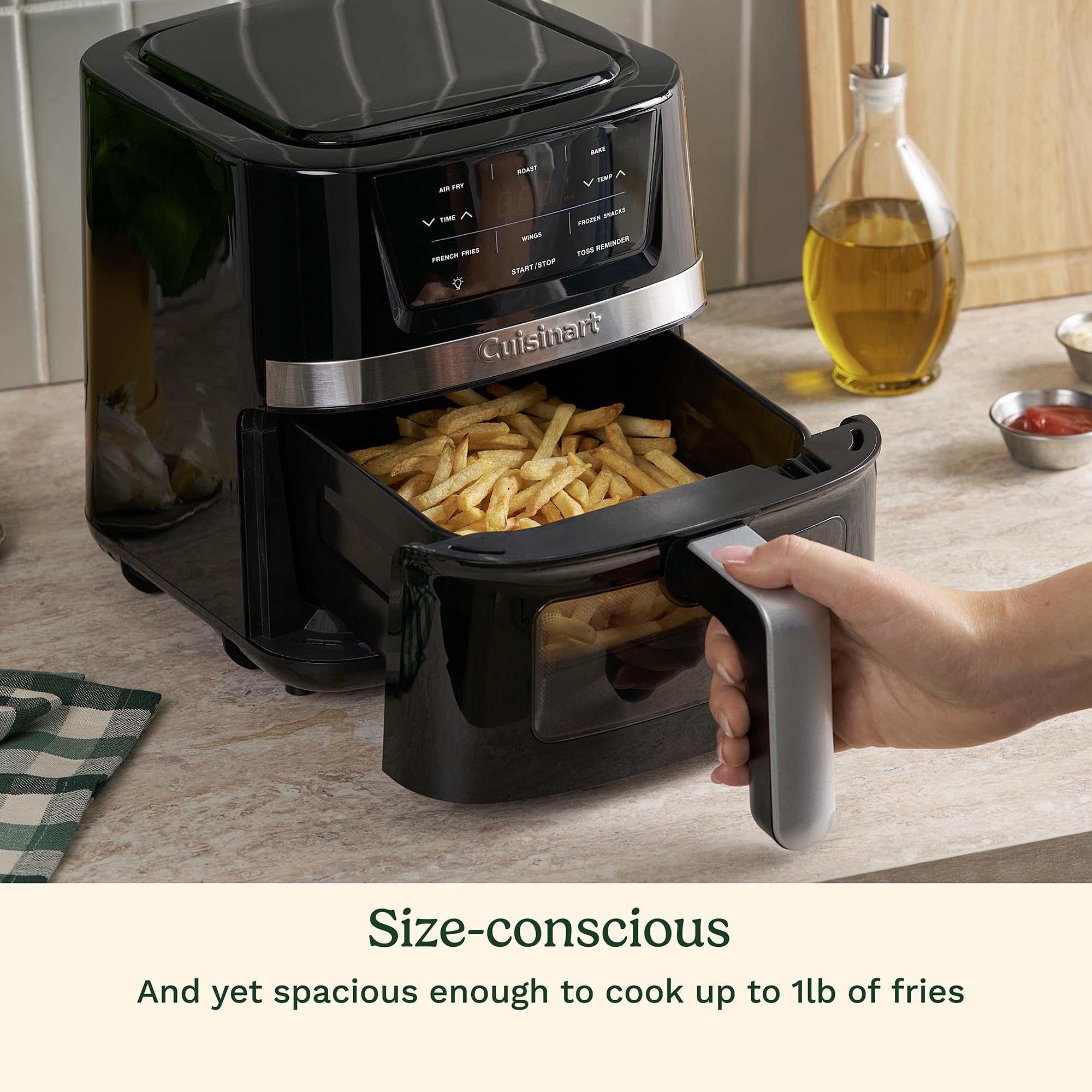 Cuisinart AIR-80 control panel with adjustable temperature up to 400F for versatile cooking.