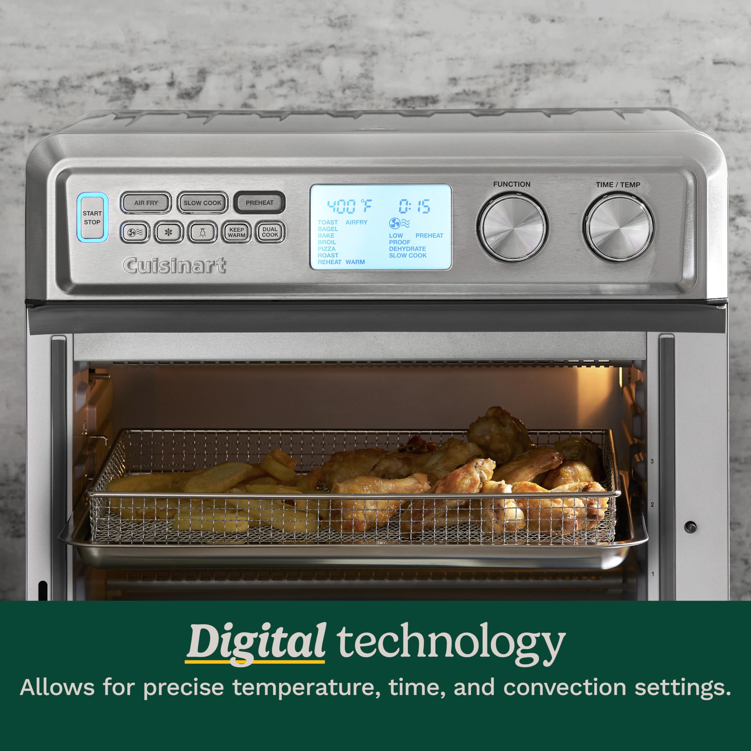 Cuisinart air fryer toaster oven fits a 13-inch pizza
