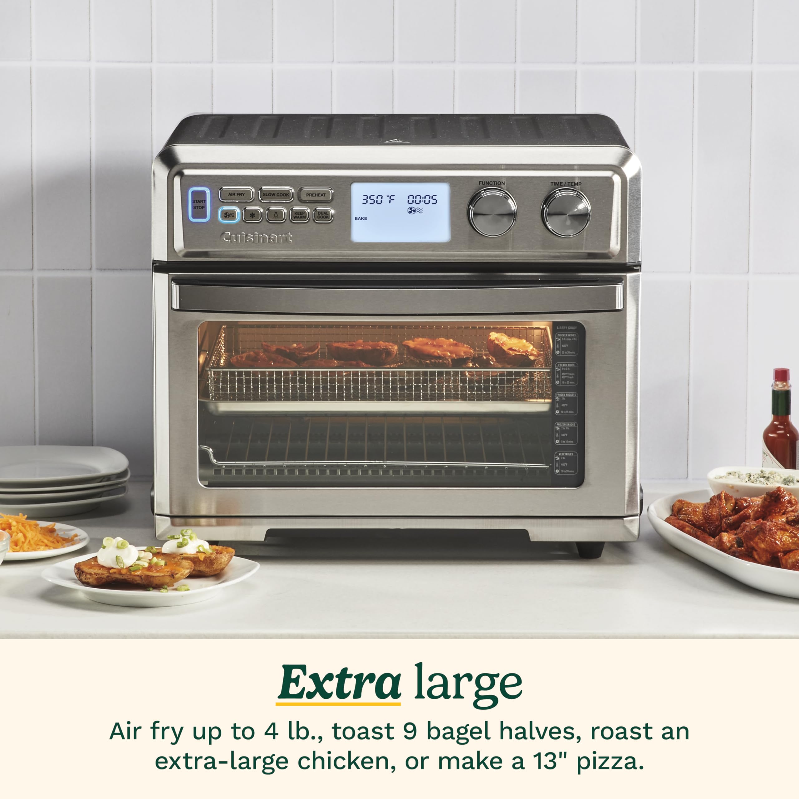 Cuisinart air fryer toaster oven interior with 0.95 cu ft space