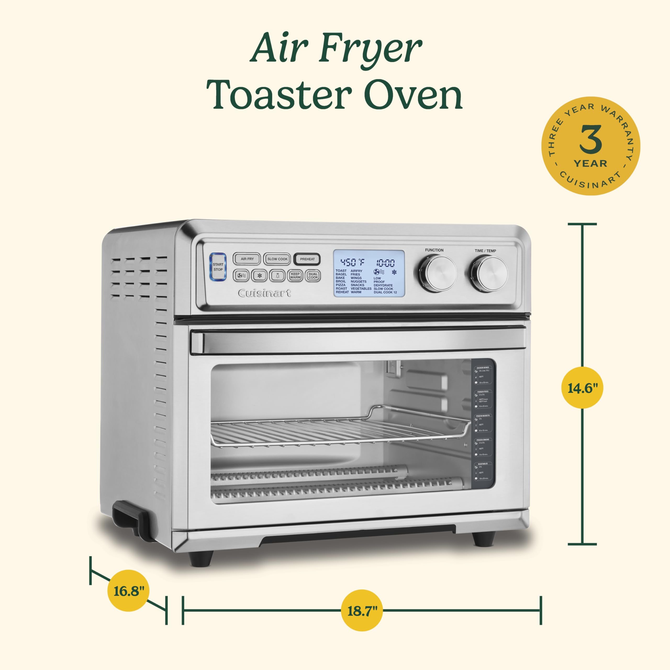 Cuisinart air fryer toaster oven stainless steel interior