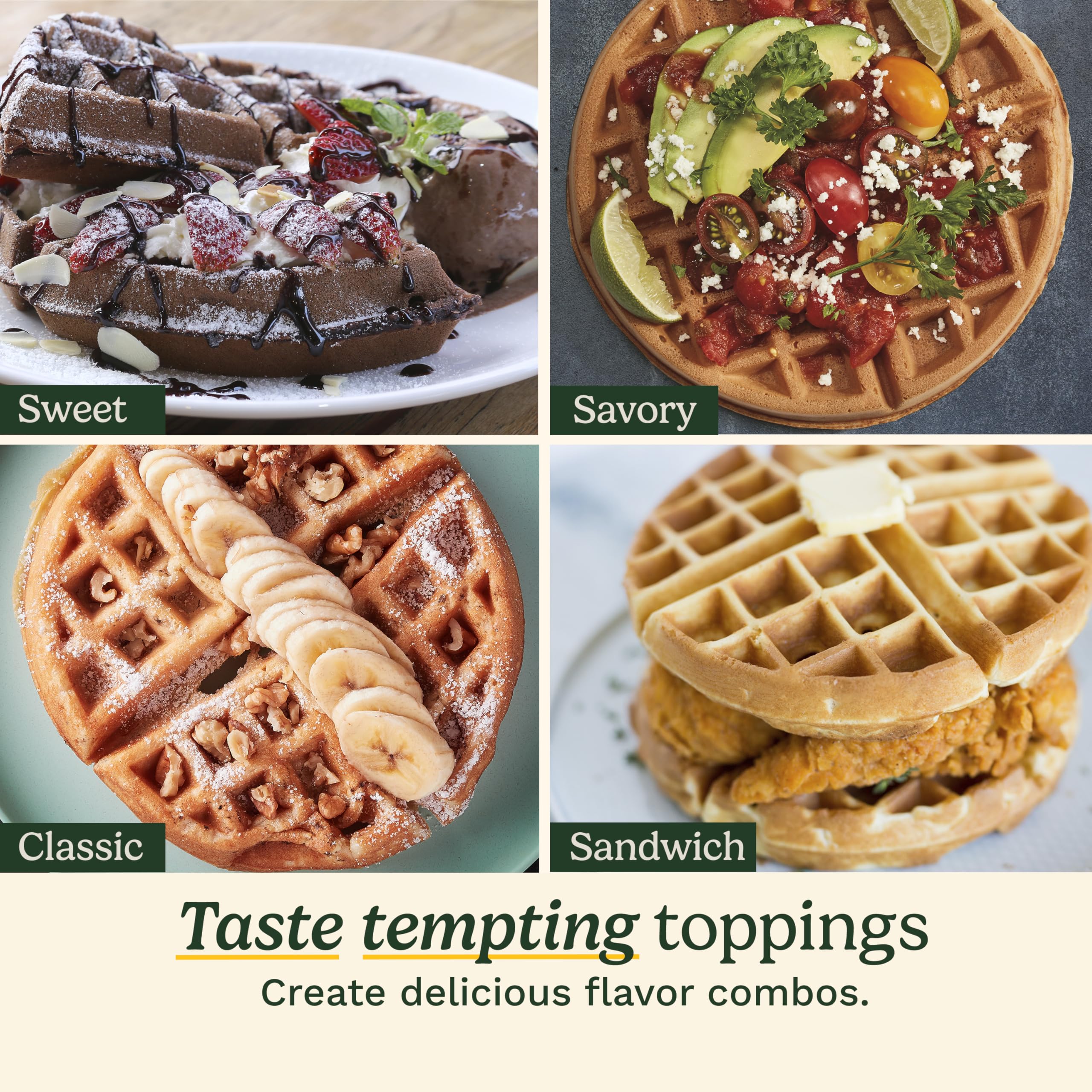 Cuisinart deep-pocket Belgian waffles release cleanly from nonstick plates.