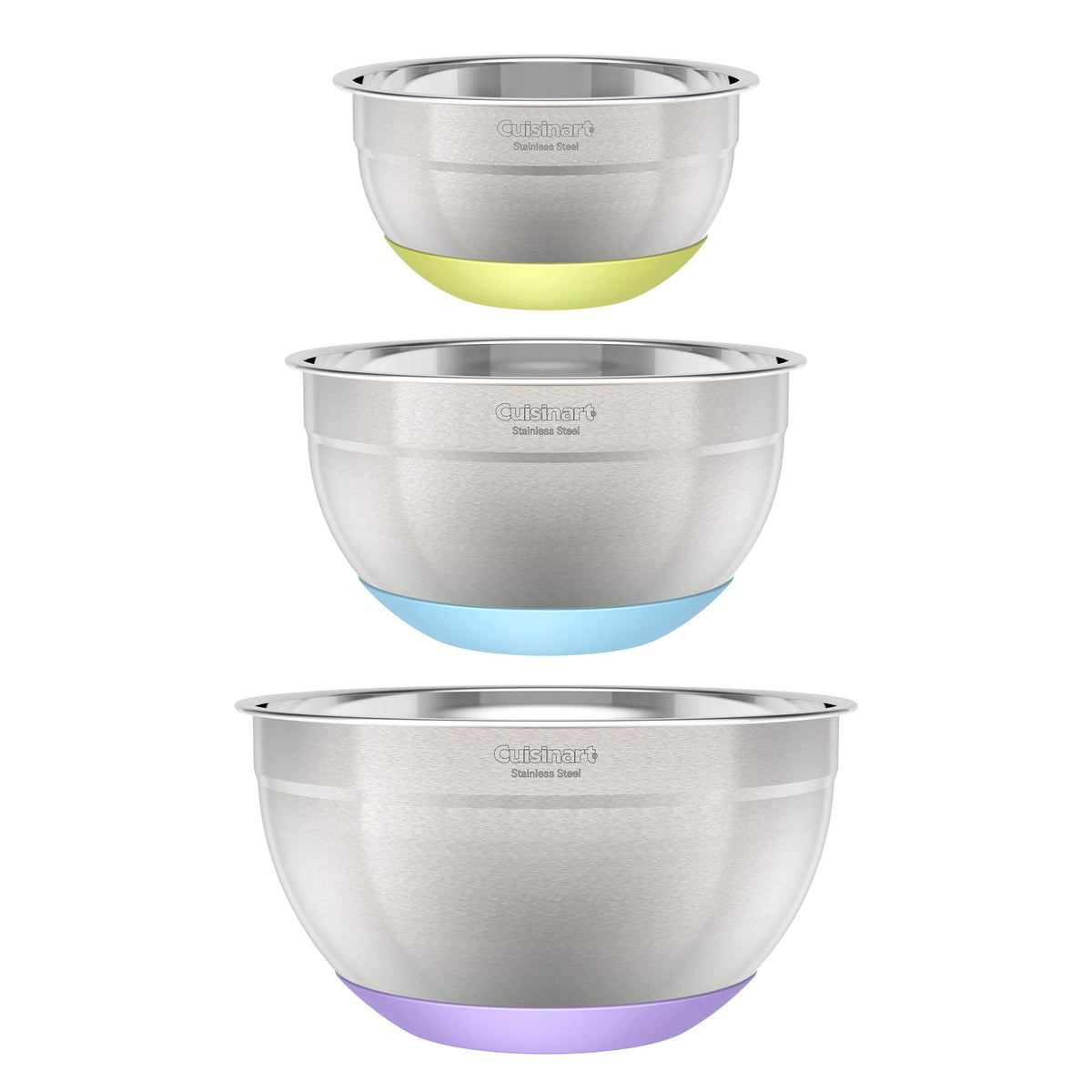 Cuisinart bowls with nonslip base stabilize your prep and mixing on any counter
