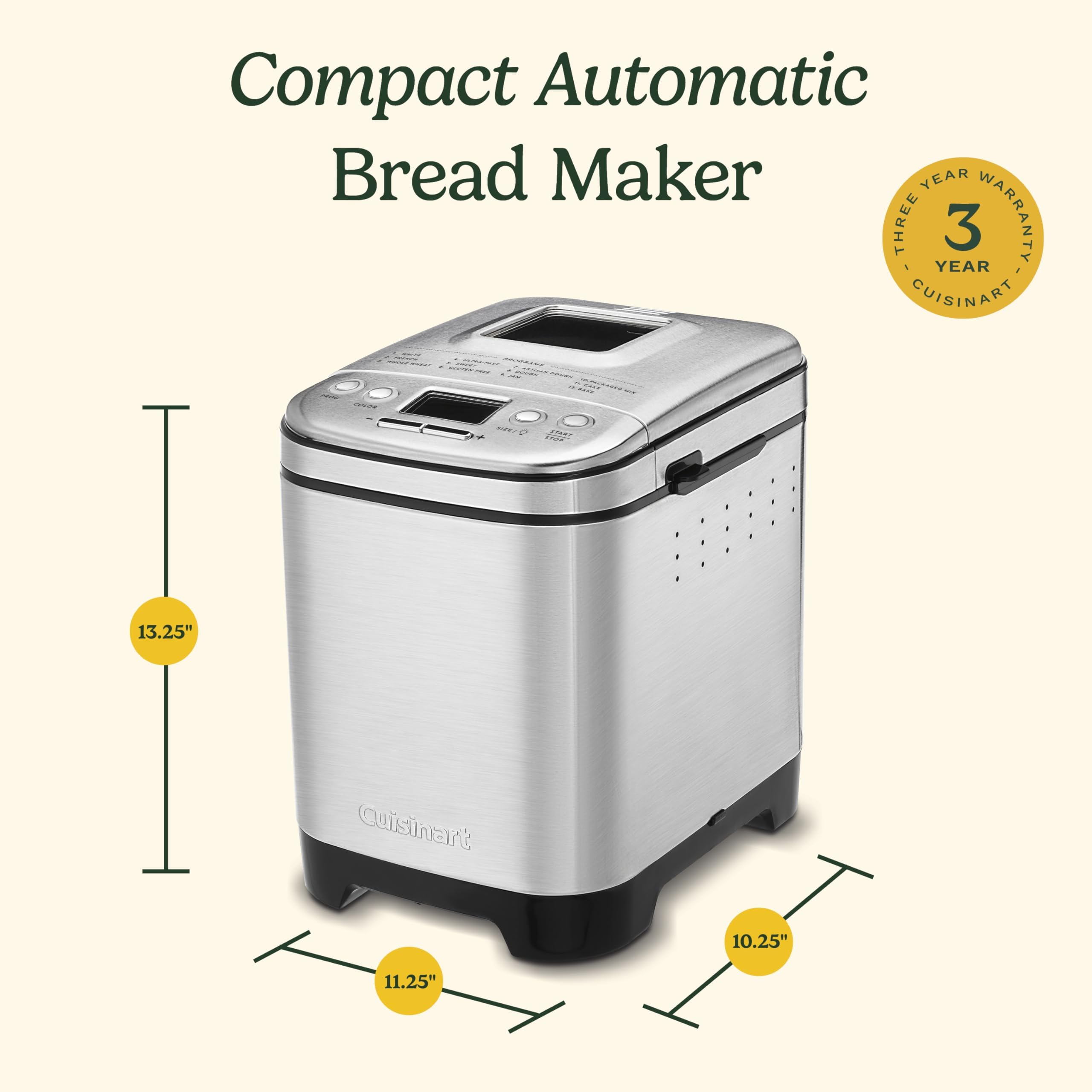 Cuisinart bread maker machine delay-start lets you plan fresh bread for wake-up moments.