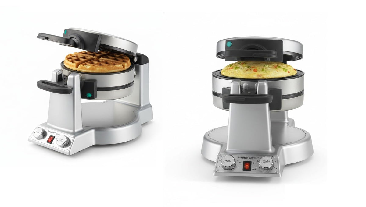 Cuisinart Breakfast Express top view showing dual cooking chambers for two-person breakfasts.