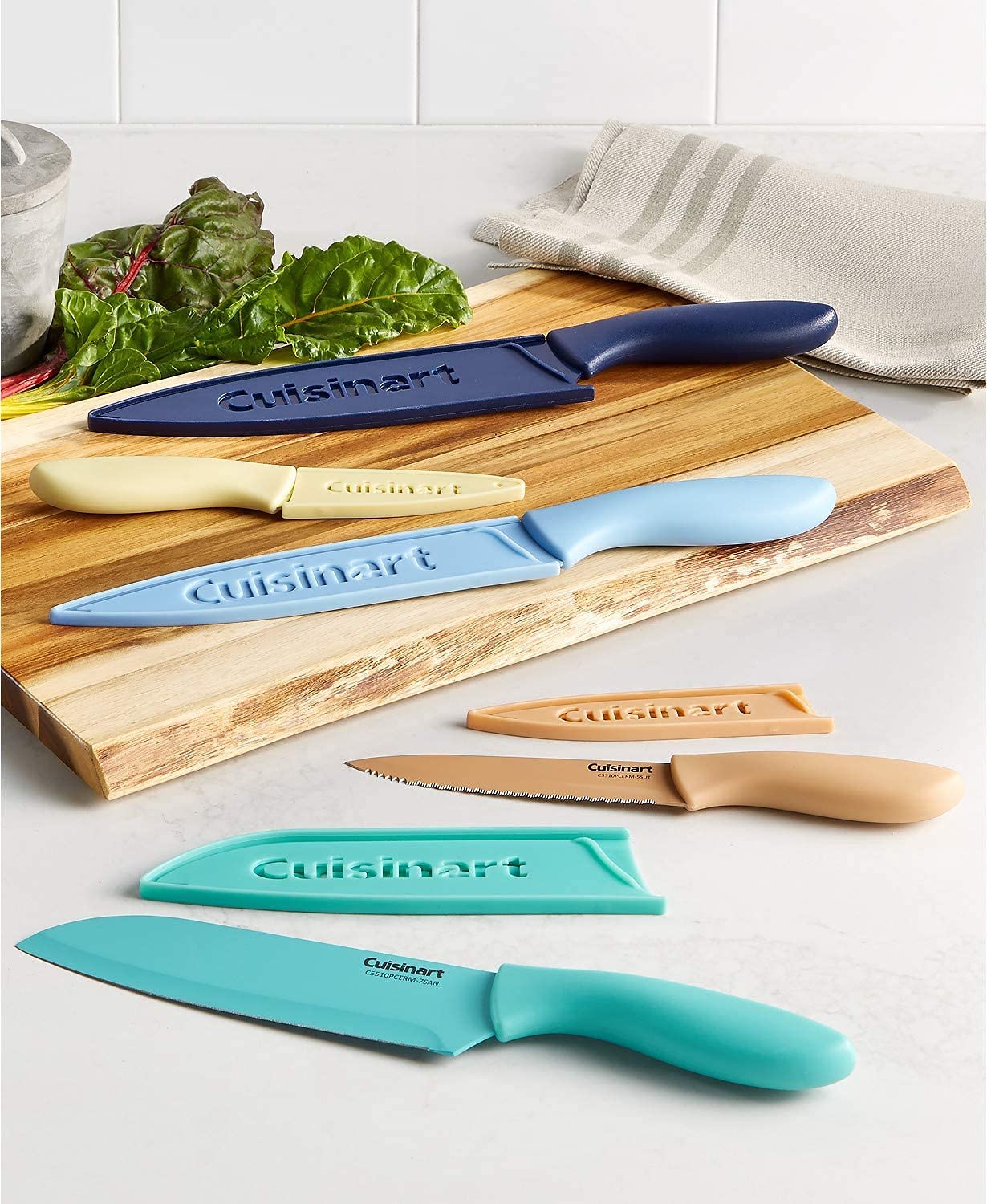 Cuisinart C55-10PCERM color-coded knives for quick identification and safe prep.