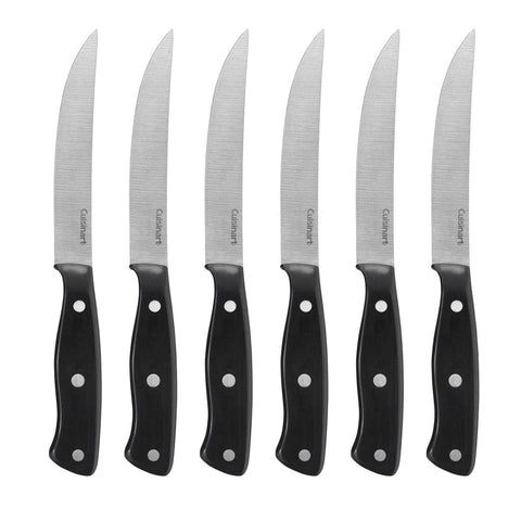 Cuisinart C77TR-S6SK steak knife set in black with precision blades for clean slicing.