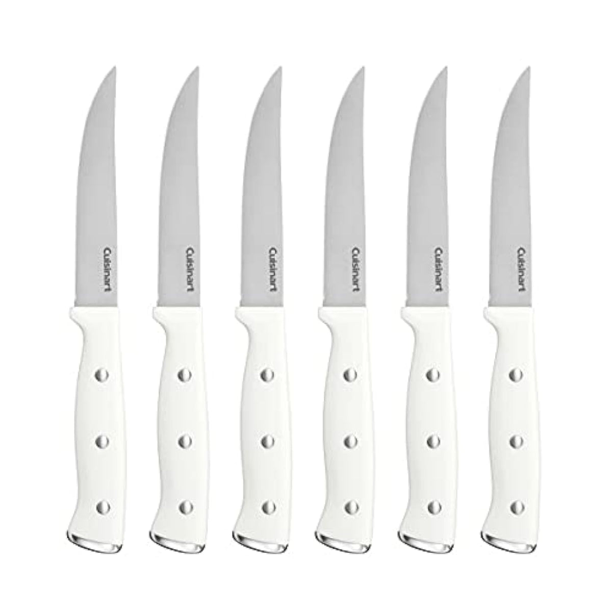 Cuisinart C77WTR-6PSK steak knife set on countertop block offers precise, controlled cuts.