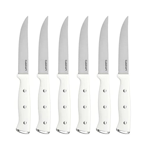 Cuisinart C77WTR-6PSK steak knife set on countertop block offers precise, controlled cuts.