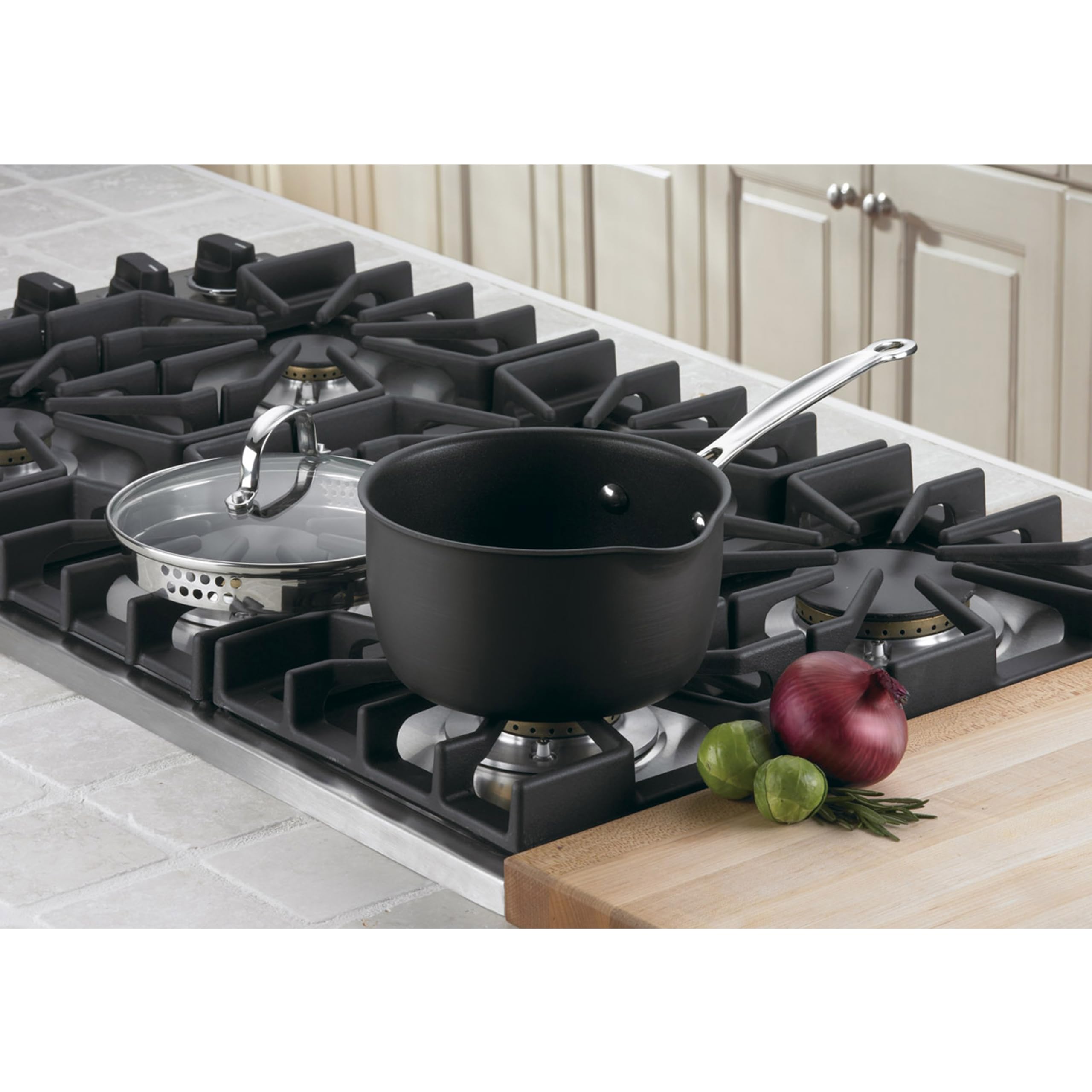 Cuisinart Chef's Classic 2-qt saucepan with tempered glass lid for easy monitoring.