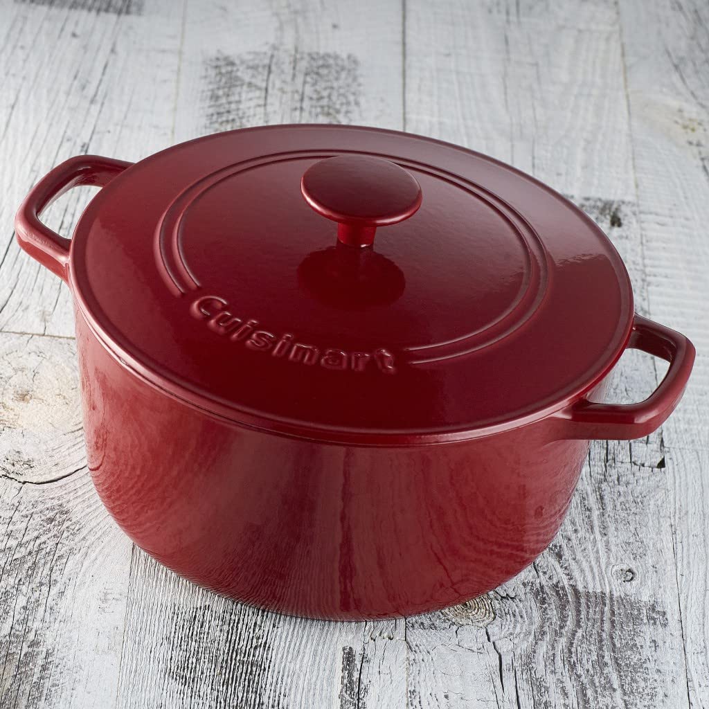 Cuisinart Chef's Classic enameled casserole in oven demonstrates versatile cooking.
