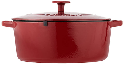 Cuisinart Chef's Classic Cardinal Red casserole side view highlighting exterior finish
