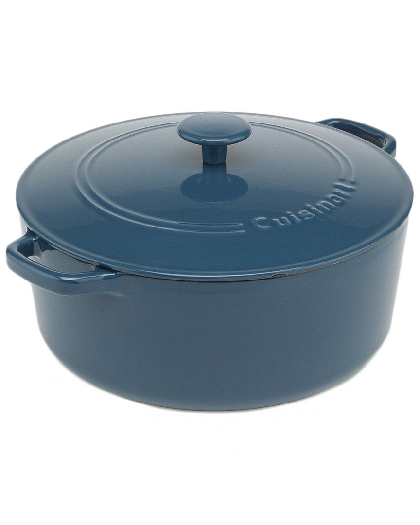 Cuisinart Chef's Classic Provencial Blue round casserole showing enamel finish for even heating