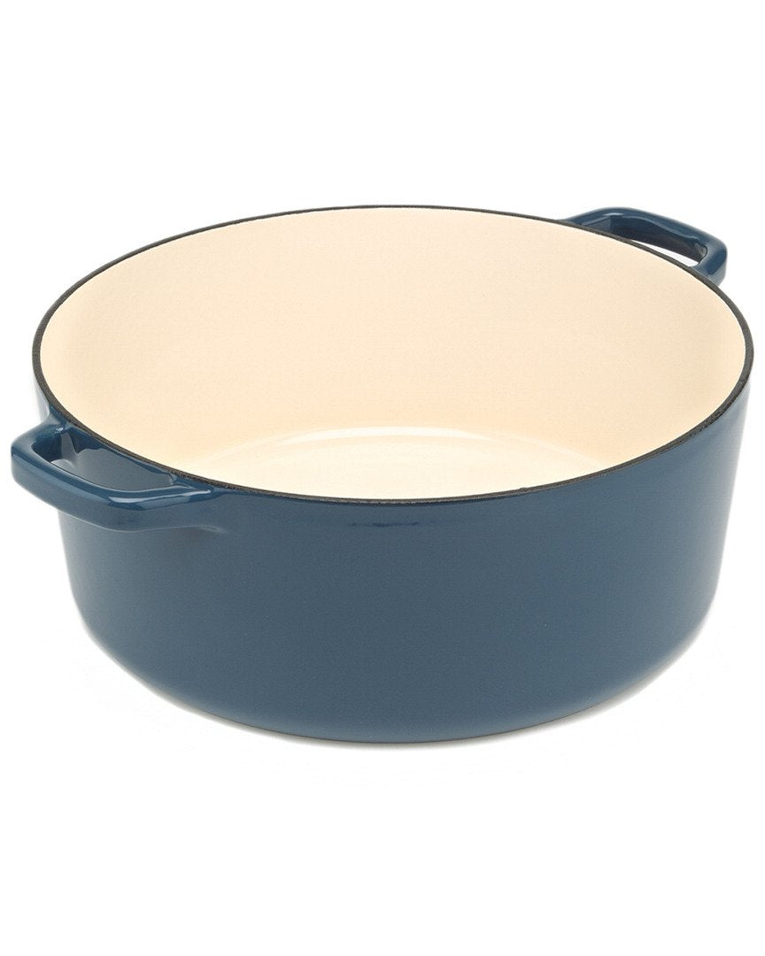 Cuisinart Chef's Classic Provencial Blue casserole with lid on, ideal for oven-to-table presentations