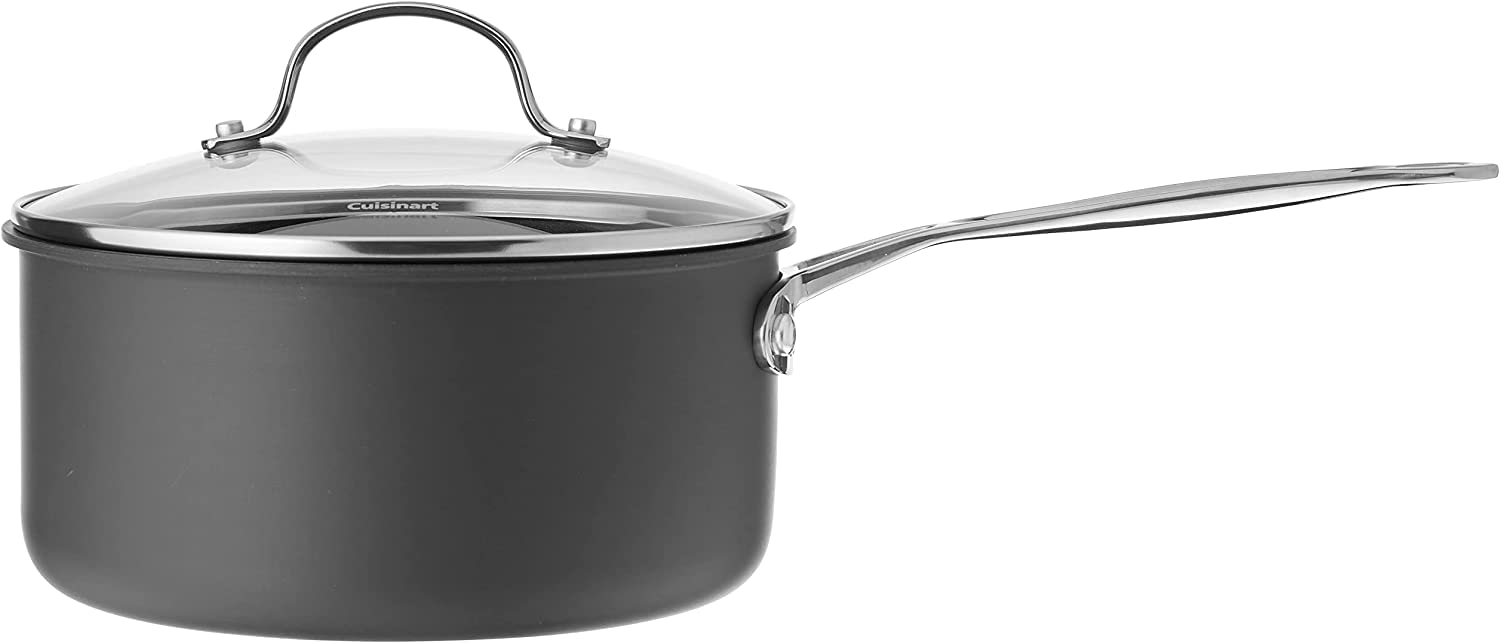Cuisinart Chef's Classic 3-Quart saucepan showing a drip-free pour spout for mess-free serving.