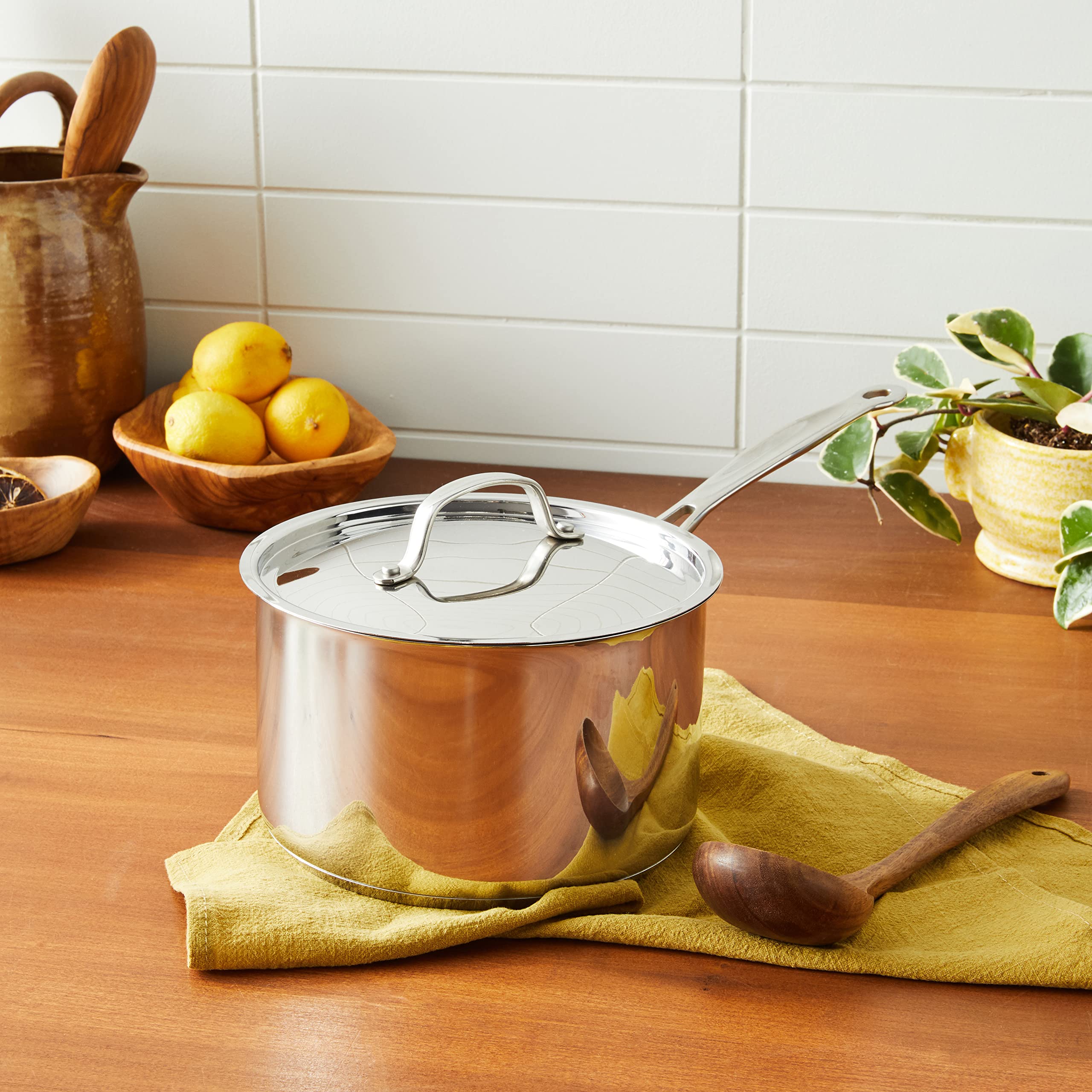 Cuisinart Chef's Classic stainless saucepan handle stays cool for safe, comfortable lifting.