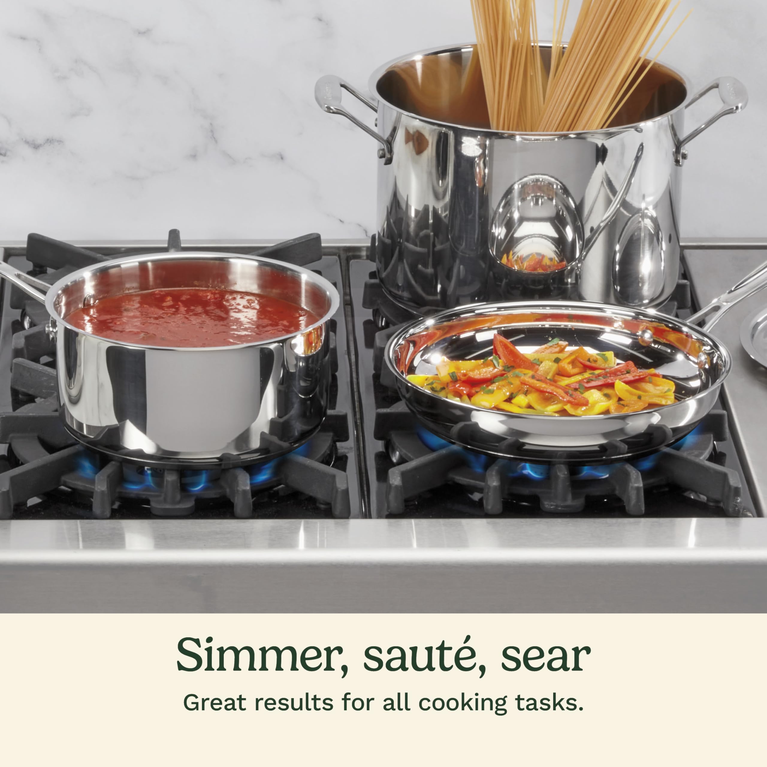 Cuisinart Chef's Classic stainless 7-piece Cool Grip Handle offers comfortable control.