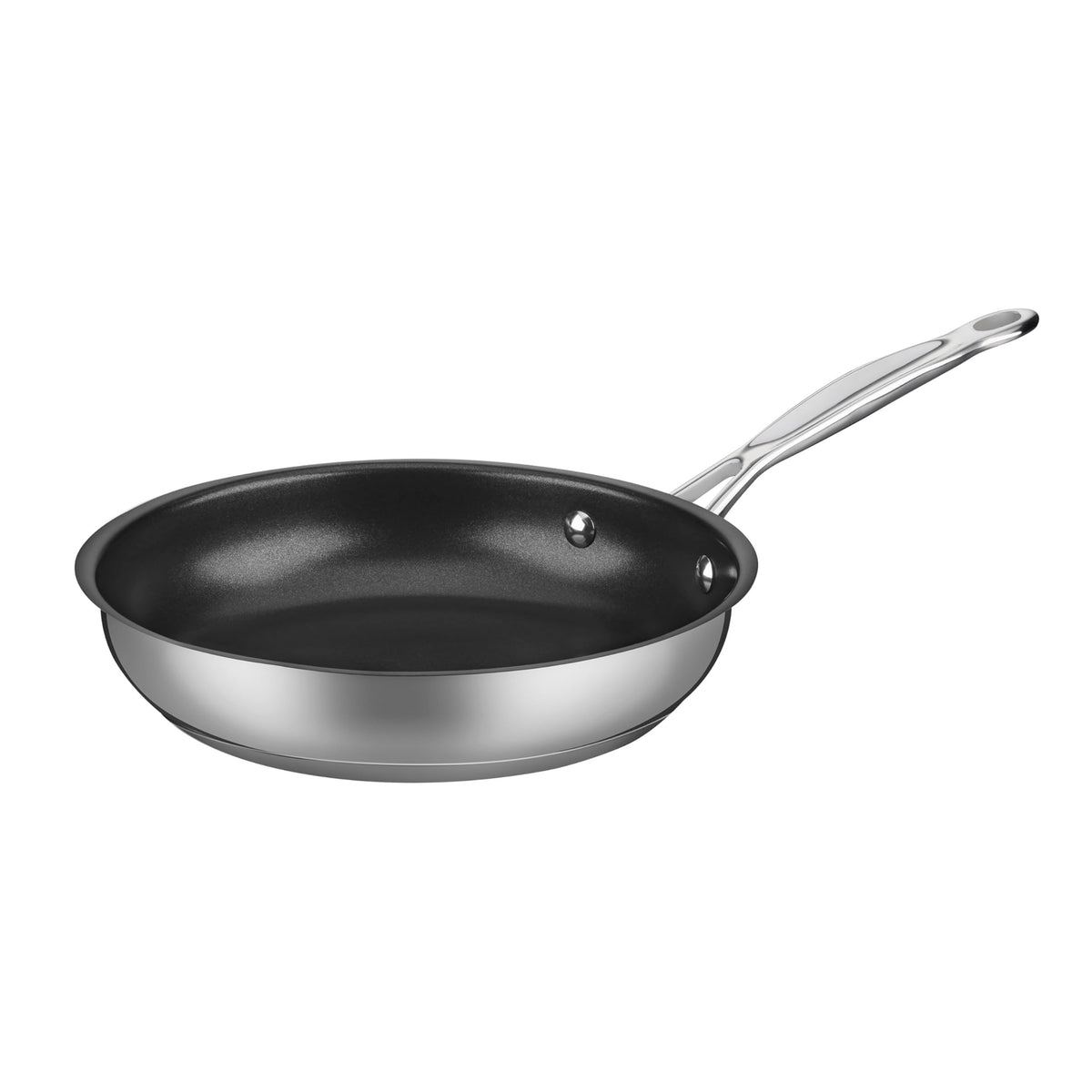 Cuisinart Chef's Classic stainless skillet with open design, ideal for browning and frying large batches.
