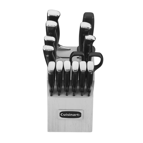 Cuisinart classic forged triple rivet blade close-up highlights sharp edge and precise slicing.