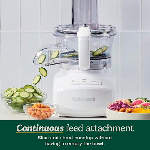 Cuisinart Continuous Feed Attachment allows nonstop shredding and slicing.