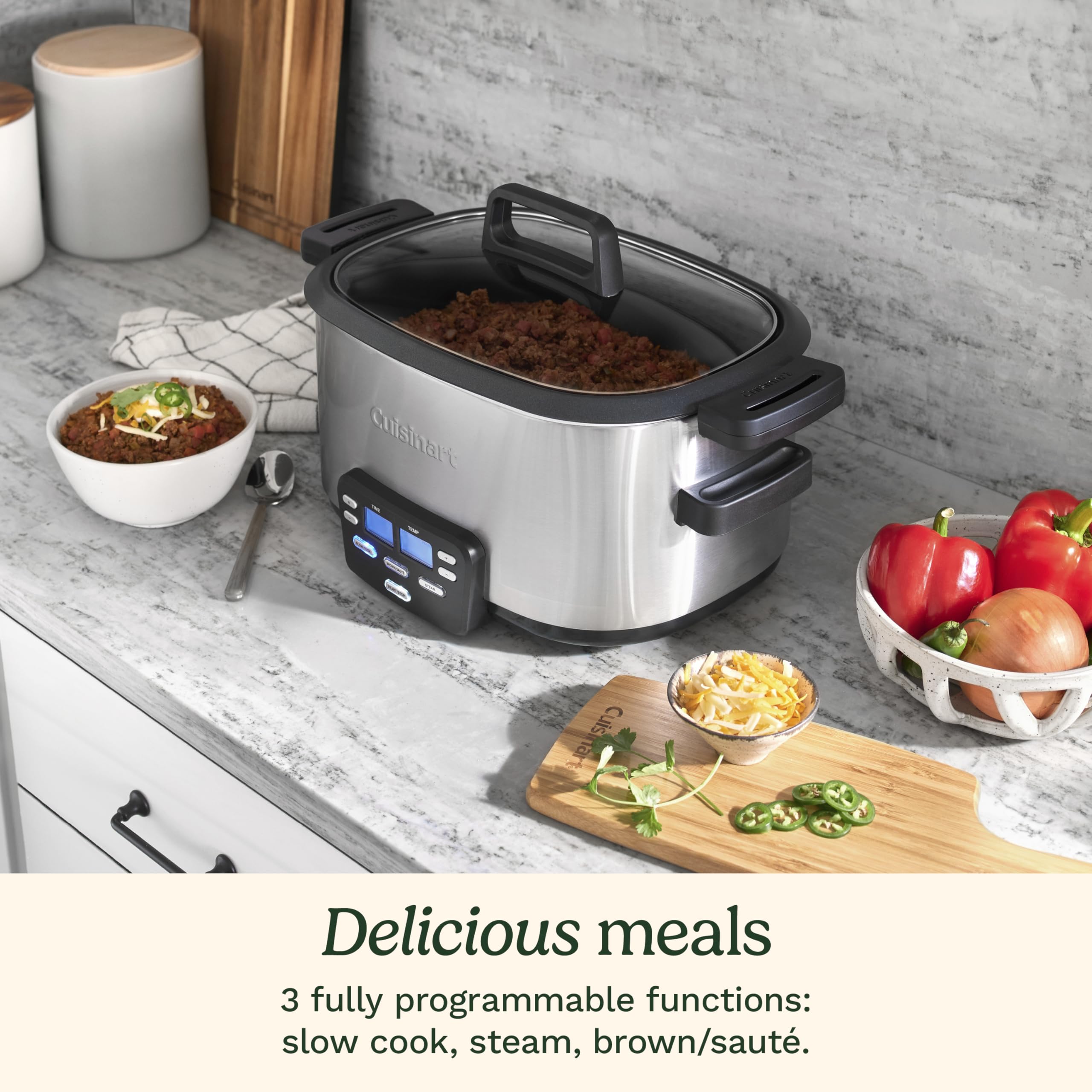 Cuisinart Cook Central steam rack elevates vegetables for healthy steaming.