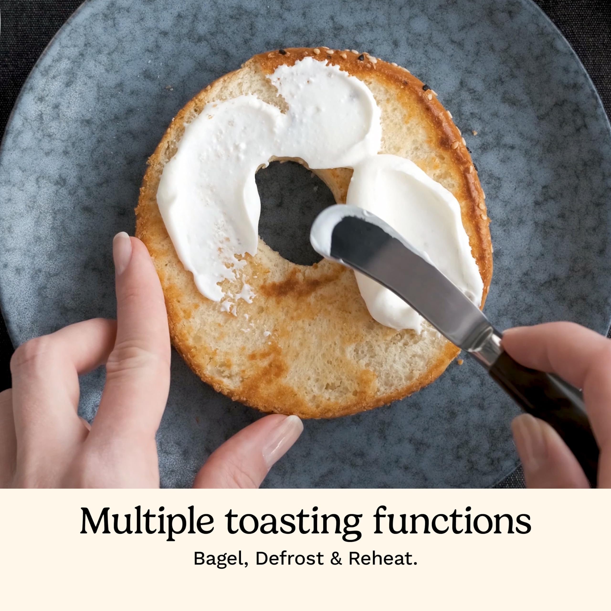 Cuisinart CPT-160 has bagel, defrost, and reheat buttons with LED indicators