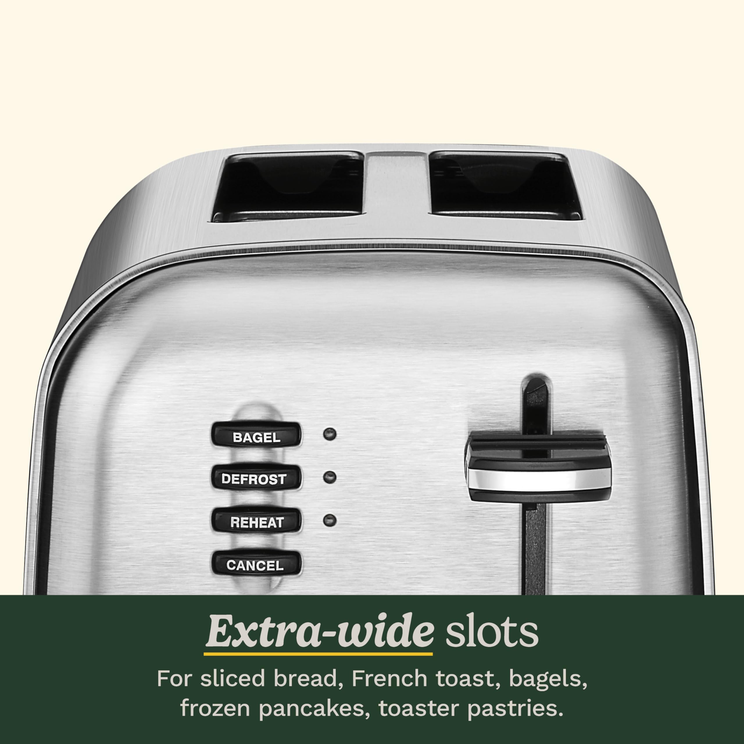 Cuisinart CPT-160 shows LED indicator lights for toast status