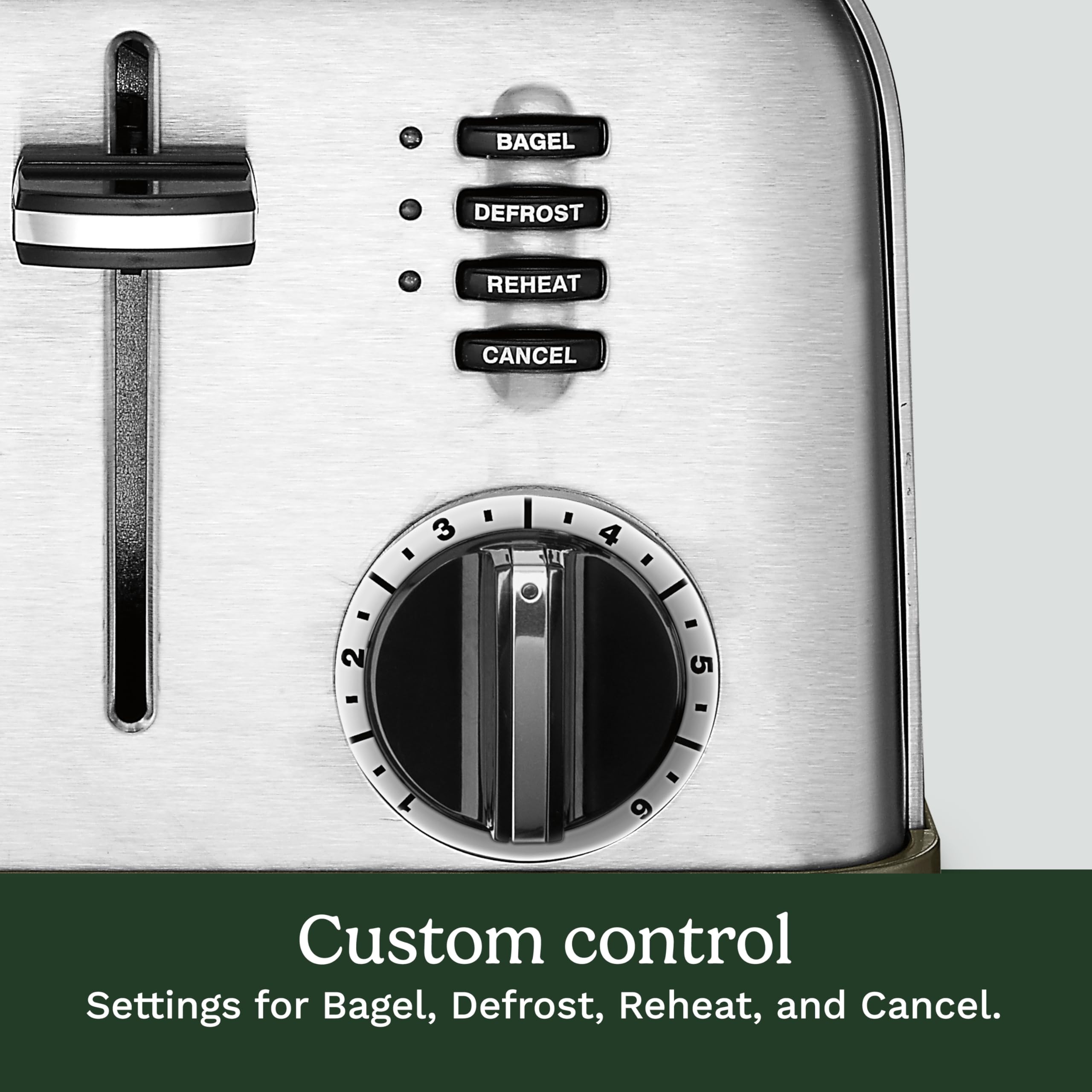 Cuisinart CPT-180P1 bagel button and toast programs for precise browning