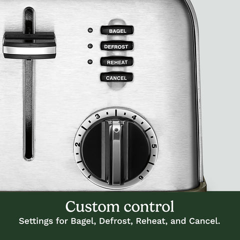 Cuisinart CPT-180P1 bagel button and toast programs for precise browning