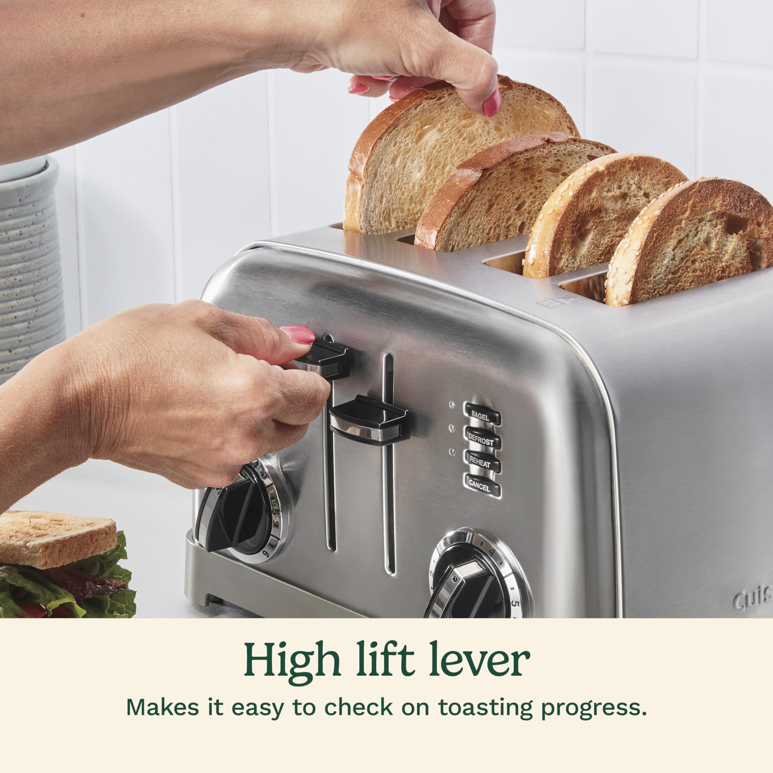 Cuisinart CPT-180P1 high-lift lever simplifies removing toast