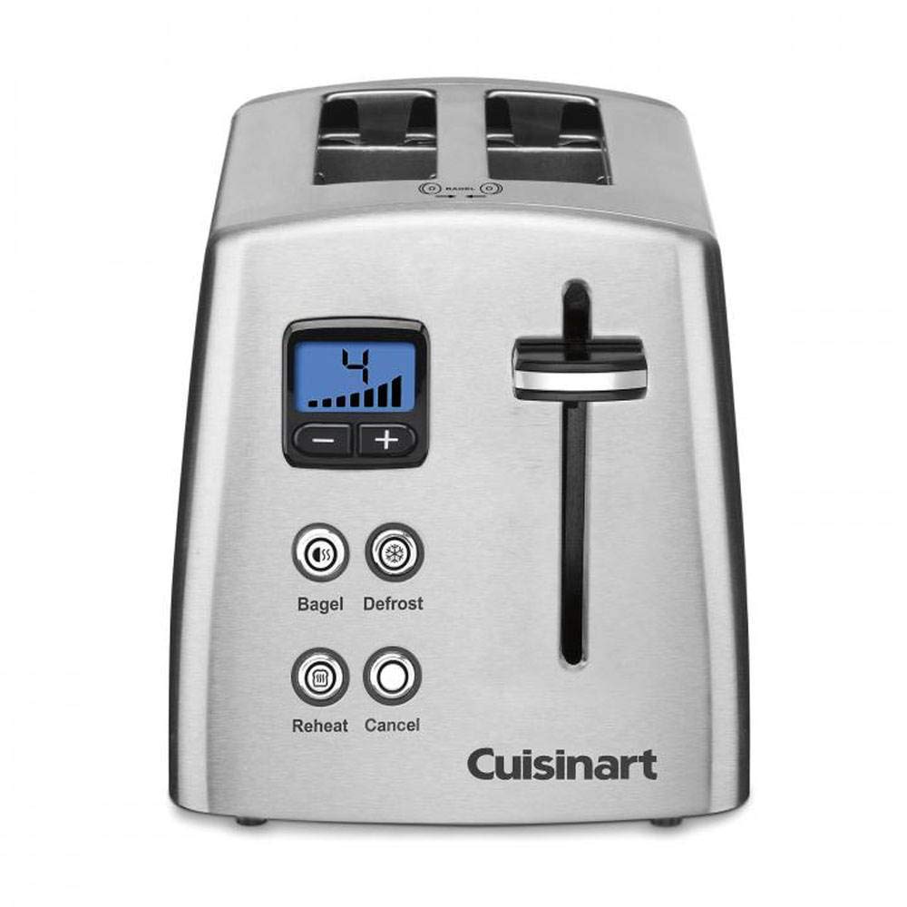 Cuisinart CPT-415P1 LCD countdown display shows precise toasting progress