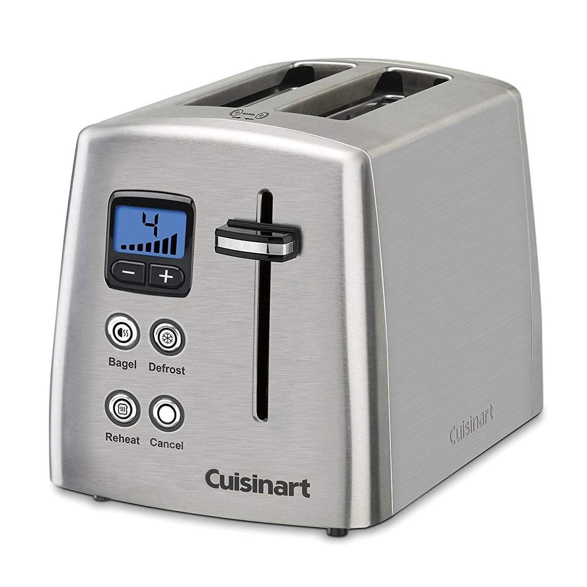 Cuisinart CPT-415P1 toaster front view in brushed stainless for compact kitchens