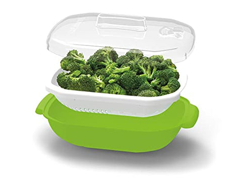 Cuisinart CTG-00-MST steamer tray with food for vegetables, fish, or poultry.