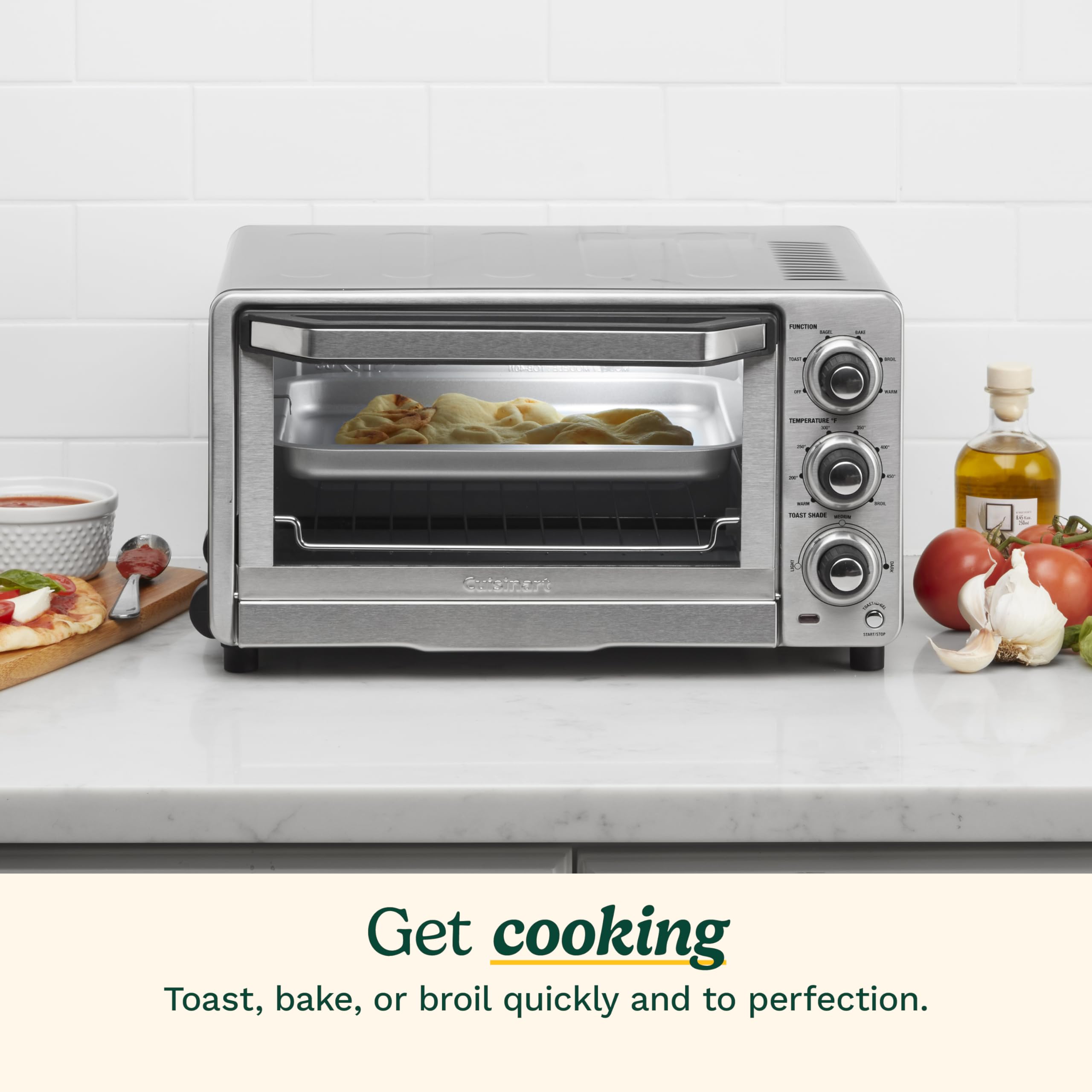 Cuisinart Custom Classic Toaster Oven Broiler interior view, non-stick cavity simplifies cleanup.