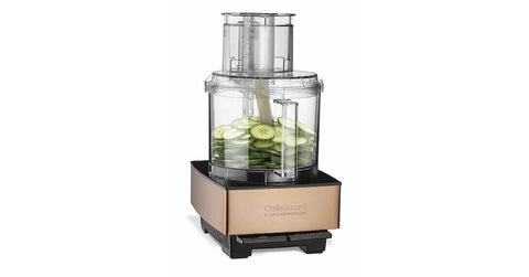 Cuisinart DFP-14CPY extra-large feed tube accepts whole produce for quick processing.