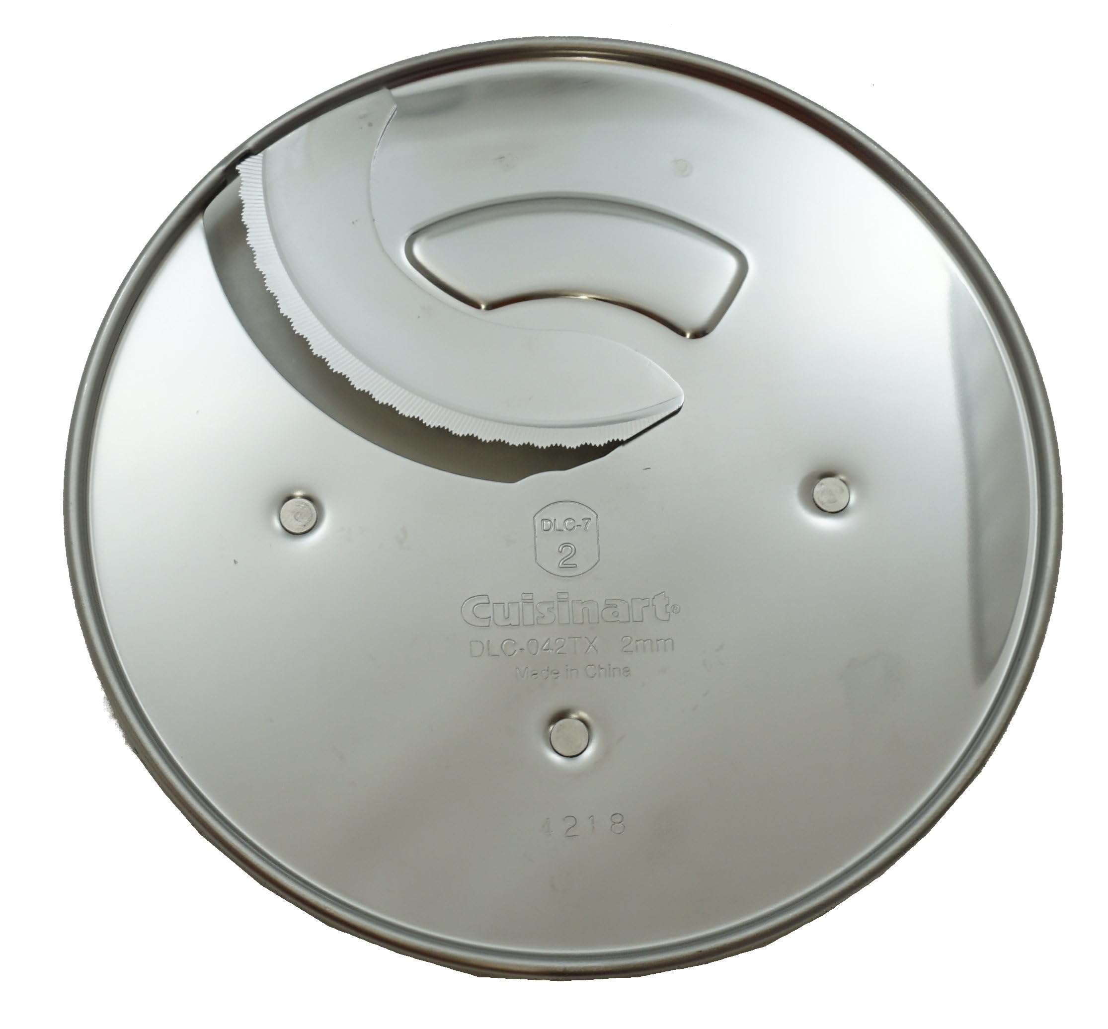 Cuisinart DLC-042TX-1 2mm thin slicing disc slices evenly for uniform results.