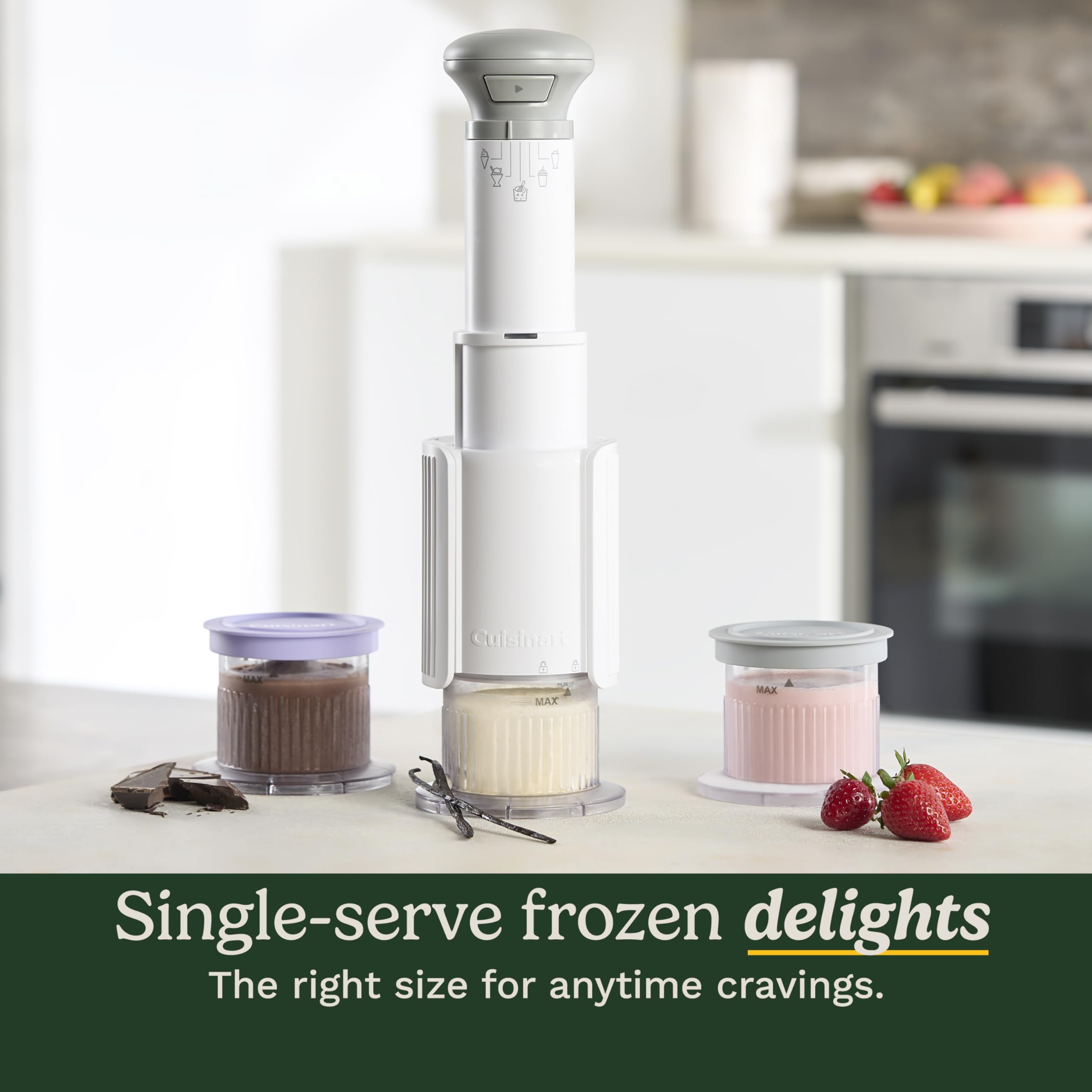 Three mixing cups with lids for easy flavor prep and storage.