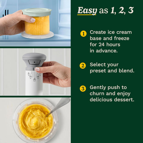 Freeze wand being pressed signals ice cream ready in minutes.