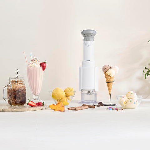 Compact Cuisinart FastFreeze unit on a counter showing space-saving design.